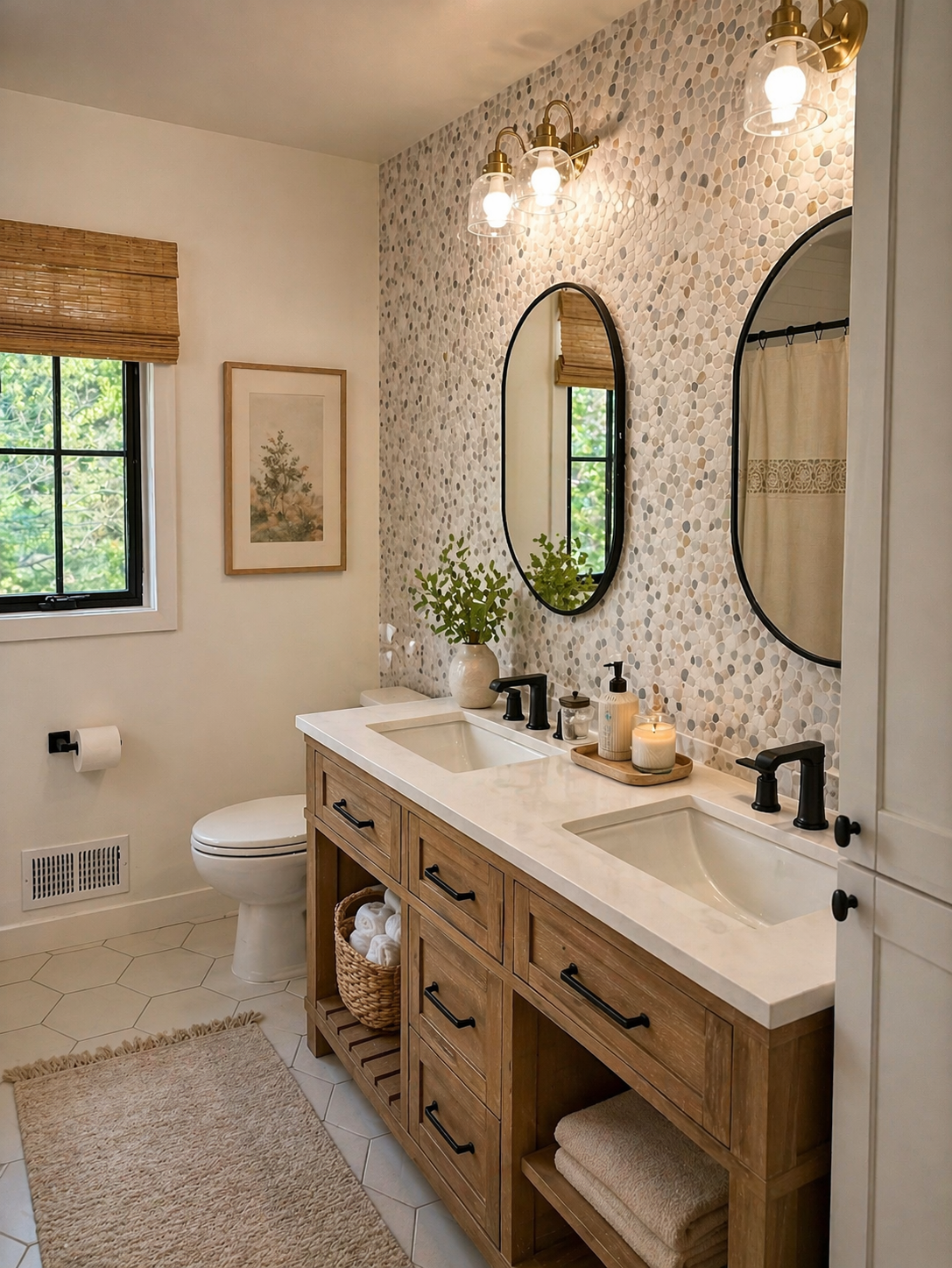 Douglas Mendota Heights — Guest Bathroom with Penny Round Mosaic Tile Accent Wall
